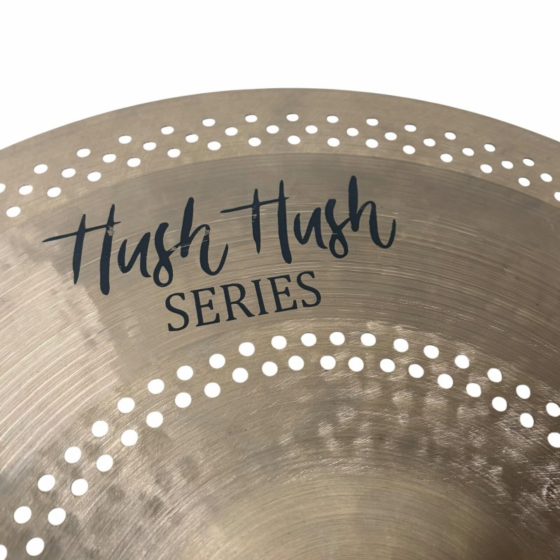Hush Hugh Series cymbal with perforations for drummers and percussionists.