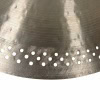 Close-up of a Zildjian A 16in Medium Thin Crash cymbal with perforations.