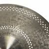 Close-up of Zildjian A 16in Medium Thin Crash cymbal with perforations.