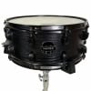 Mapex Meridian Black snare drum with Power Hoops and black hardware.