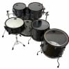 Mapex Meridian Black 6-piece drum shell pack with cymbals and hardware.