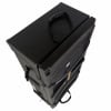 Black hardware case with wheels for drum equipment transport.