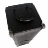 Durable black hardware case with wheels and handle for drum equipment.