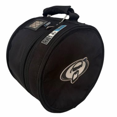 Black drum rim case with handle and logo for drum accessories.