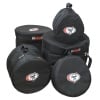 Set of five black drum bags with Drummers Only logo for drum gear transport.