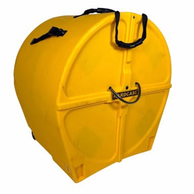 Yellow 22-inch bass drum case for drums, durable and portable.