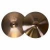 Pair of Paiste 2002 14-inch hi-hat cymbals for drumming.