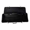 Black hardware case for drum equipment with secure latches and handle.