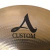 Close-up of Drummers Only custom 18in crash cymbal with logo.