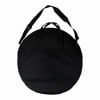 Black round cymbal bag with shoulder strap for drummers.