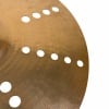 Close-up of Zildjian 16in Trash Crash cymbal with holes for sound effects.