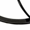 Close-up of a black bass drum hoop with foam padding for sound dampening.