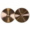 Pair of Paiste 2002 14-inch hi-hat cymbals for drumming.