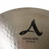 Close-up of Zildjian 20-inch Crash Ride cymbal with logo and size details.