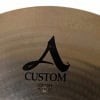 Close-up of Zildjian A Custom 16in crash cymbal with logo visible.