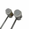 Double pedal beaters for drum pedals with metal shafts and white rubber tips.