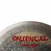 Close-up of Zildjian Oriental 14in China Trash cymbal with red logo.