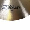 Close-up of Zildjian logo on 20-inch crash ride cymbal.