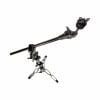 Drum cymbal stand with adjustable boom arm for percussion setup.