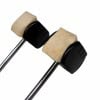 Double bass drum pedal beaters with felt heads and metal shafts.