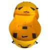Yellow 22-inch bass drum case with secure latches and foam padding for protection.
