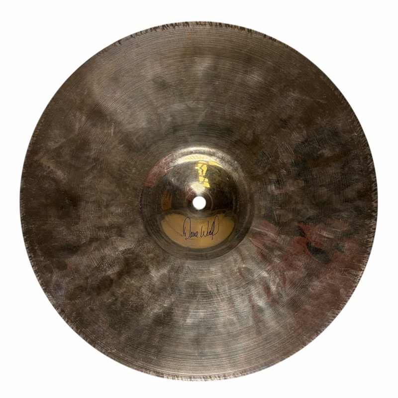 Close-up of Sabian HHX 14in Evolution Hi-hat Cymbals for drumming.