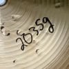 Close-up of Zildjian K Constantinople 20-inch ride cymbal with handwritten markings.