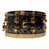 Black Panther 14x6.5in hammered brass snare drum with gold hardware.