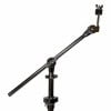 Drum cymbal stand with adjustable boom arm for percussion setup.