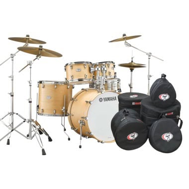 Yamaha Tour Custom 20in drum shell pack with cymbals and accessories.