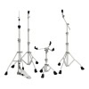 Drum hardware stands for cymbals and drums, lightweight and durable for gigs.