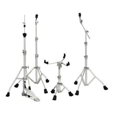 Drum hardware stands for cymbals and drums, lightweight and durable for gigs.