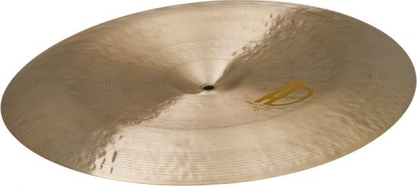 Close-up of a professional cymbal used in drumming and percussion performances.