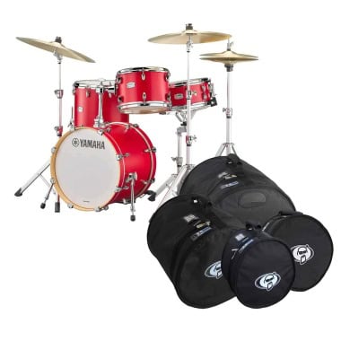 Yamaha Tour Custom 18in drum shell pack with cases in Candy Apple Satin.