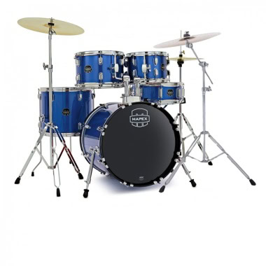 Blue Mapex Comet 20-inch drum kit with cymbals and stands for sale.