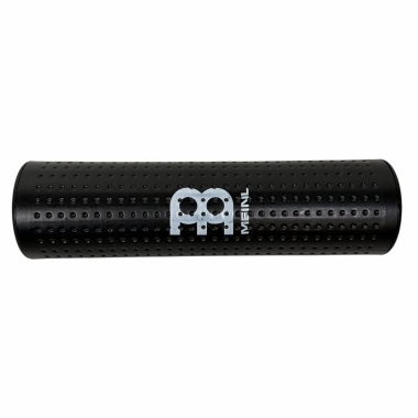 Black Meinl shaker with perforated surface for percussion sounds.