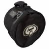 Black drum tom case with logo and handle for protection and transport.