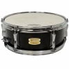 Black Yamaha snare drum with chrome hardware and white drumhead.
