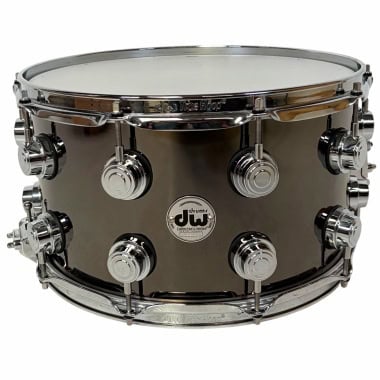 DW Collectors Black Nickel Over Brass 14x8in Snare Drum for Drummers.
