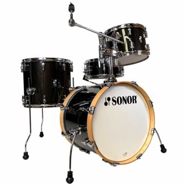 Sonor AQX 18in shell pack with black finish and chrome hardware.