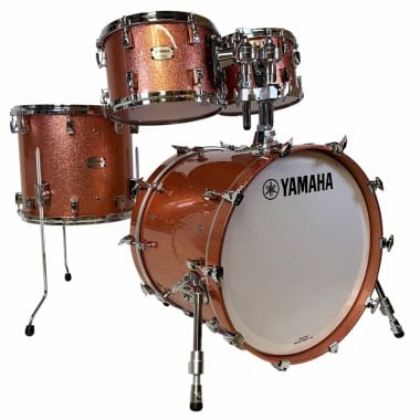 Yamaha Absolute Hybrid Maple 20in drum shell pack in Pink Champagne Sparkle.