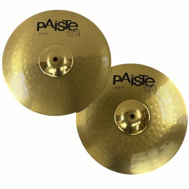 Pair of Paiste 101 14-inch hi-hat cymbals for drumming.