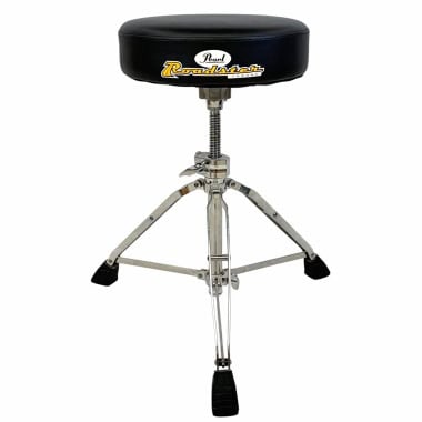 Pearl D-1000 drum throne with adjustable height and padded seat for drummers.