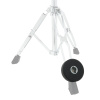 Tripod weight for drum hardware, black round base with adjustable stand.