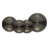 HCS Dark cymbals from Meinl 3 piece set on a black background.