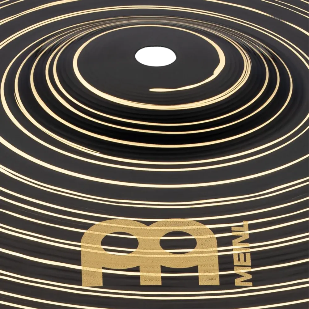 MEINL splash cymbal coil pattern in black and gold with MEINL branding.