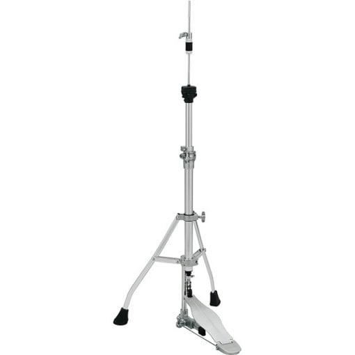 Professional drum pedal stand for drummers, adjustable height, sturdy tripod base.