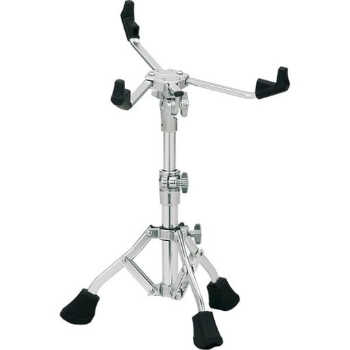 Professional drum practice stand with adjustable arms and rubber feet for stability.