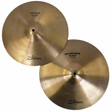 Zildjian 14in Rock Hi Hats cymbals for drumming.