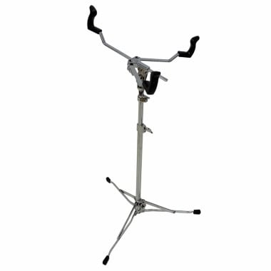 Drum stand for single tom with adjustable arms and sturdy tripod base.